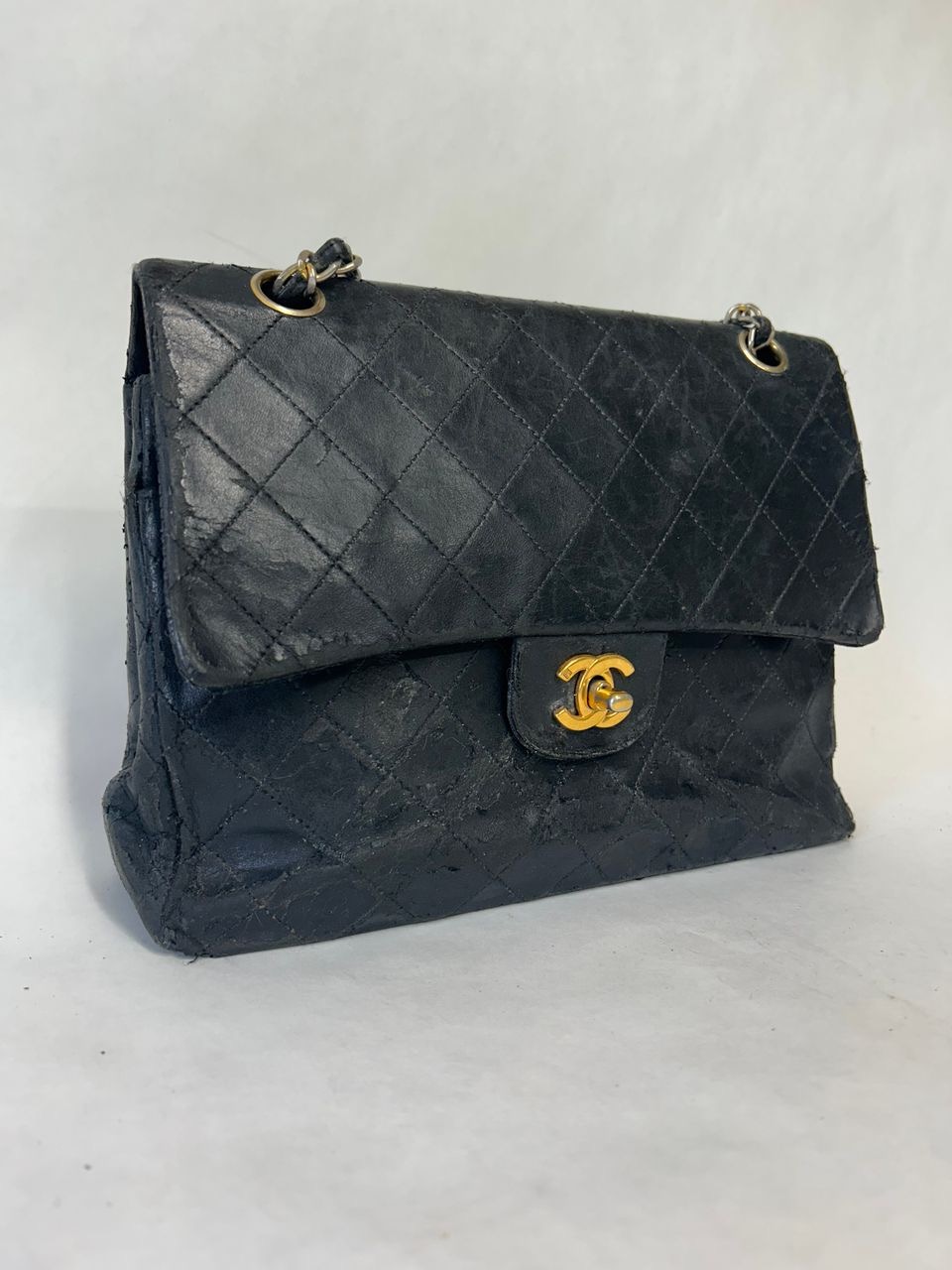 Chanel classic flap motoronggeluk lederschade